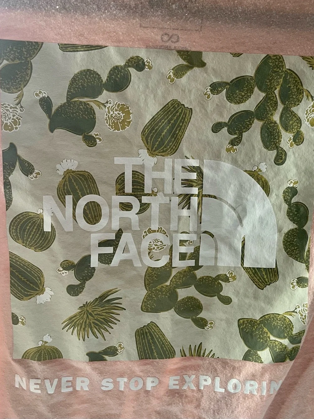 The North Face Women S Pink Cactus Box Logo Graphic Tee Never Stop Exploring EUC - Picture 5 of 12